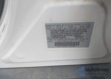 2020 Nissan Kicks S Xtronic Cvt z USA, uszkodzony, nr VIN 3N1CP5BV1LL487301